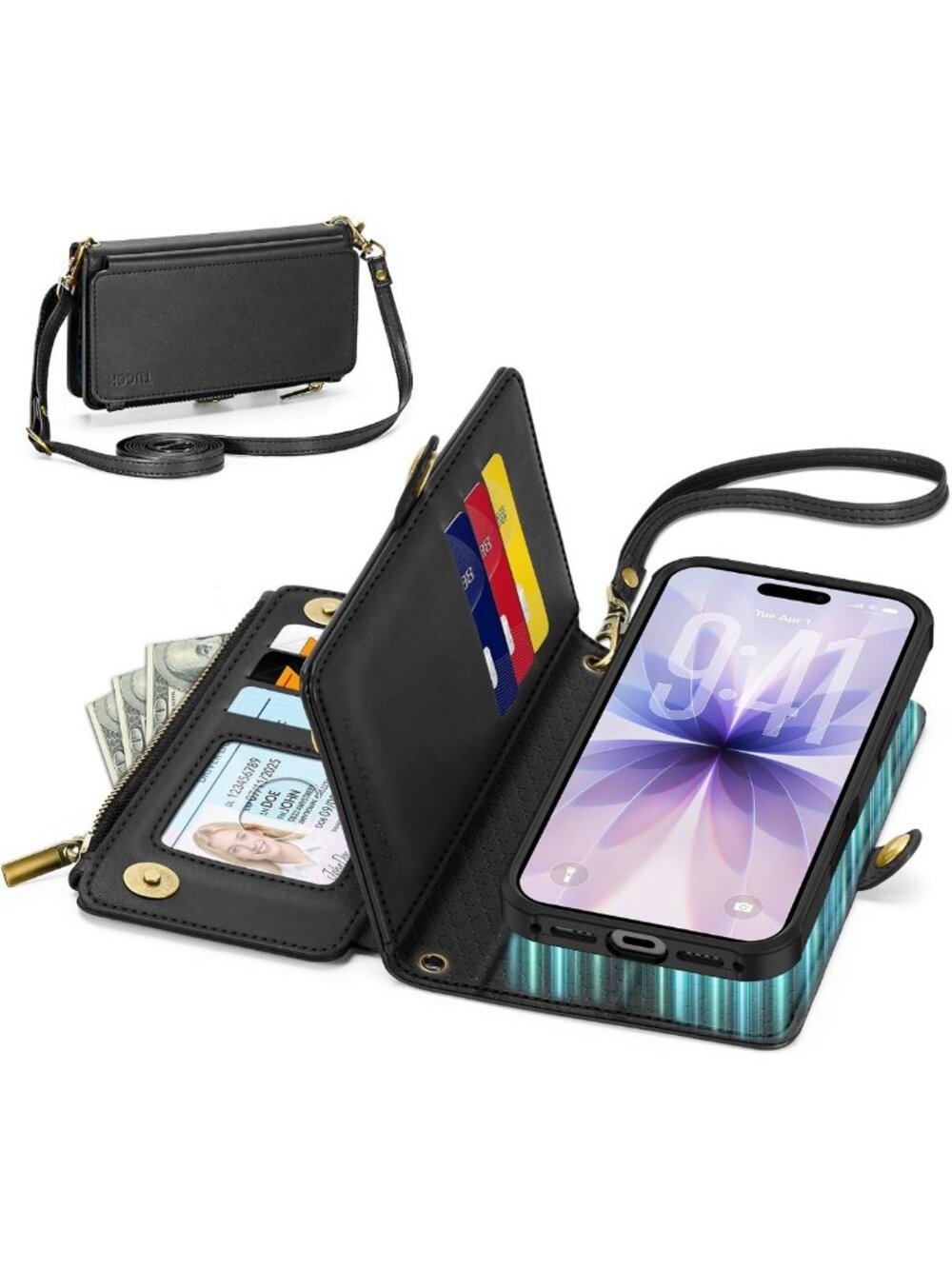 Stylish Crossbody Wallet Case for iPhone 17 (6.3") - Detachable & Functional